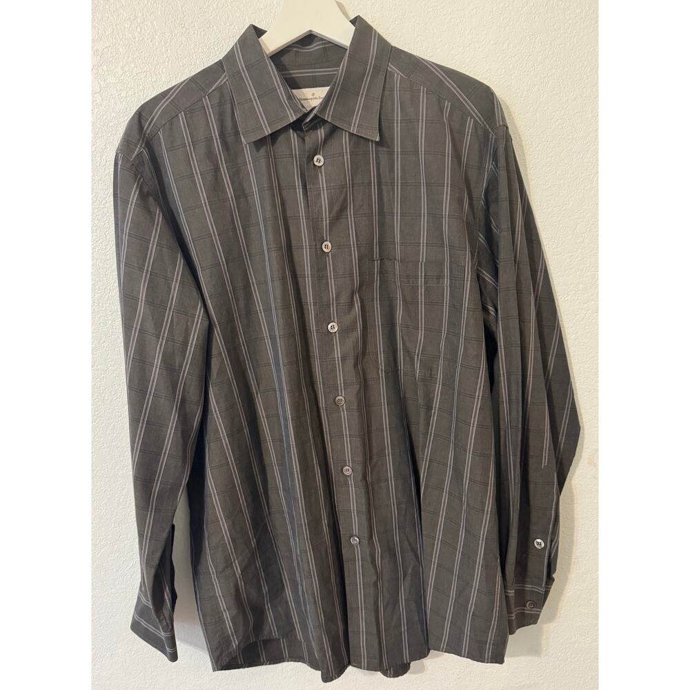 Ermenegildo Zegna Men's Button Up‎ Long Sleeve Striped Dress Shirt Large